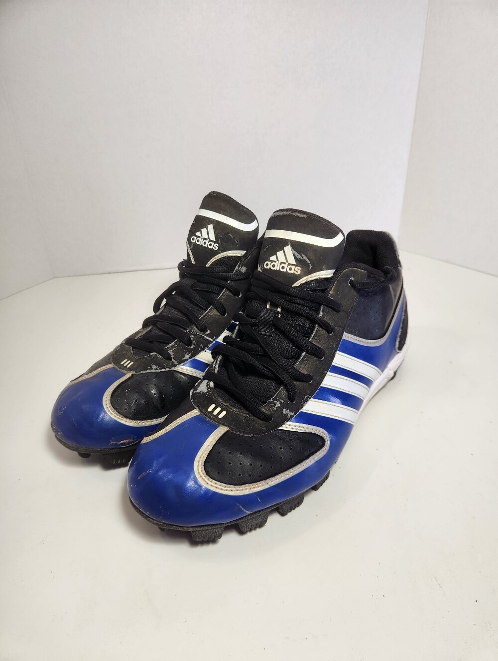 adidas Football Molded Cleats Blue Black Men's US 9 Medium (D, M)